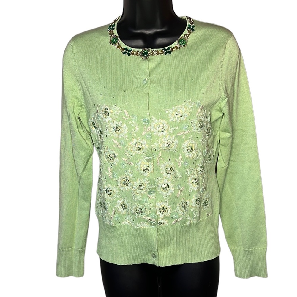 Michael Simon Green Floral Cardigan
